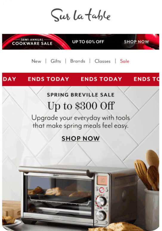 Sur La Table email template preview four
