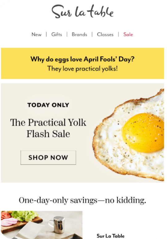 Sur La Table email template preview one