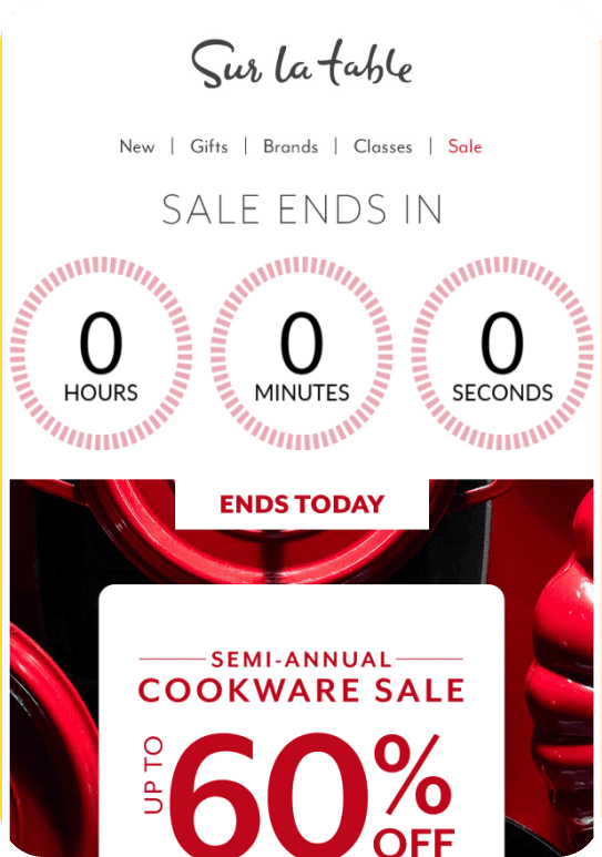 Sur La Table email template preview two