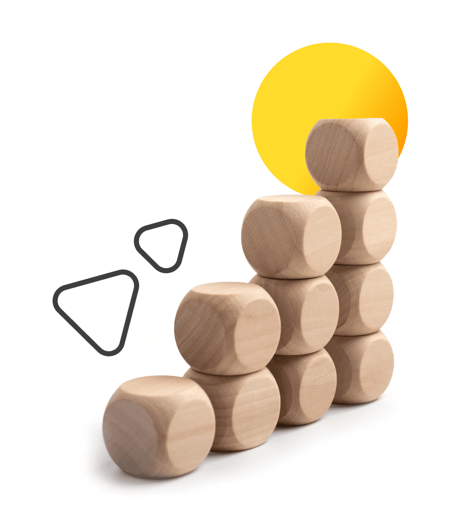 Wooden blocks illustrating growth and scale