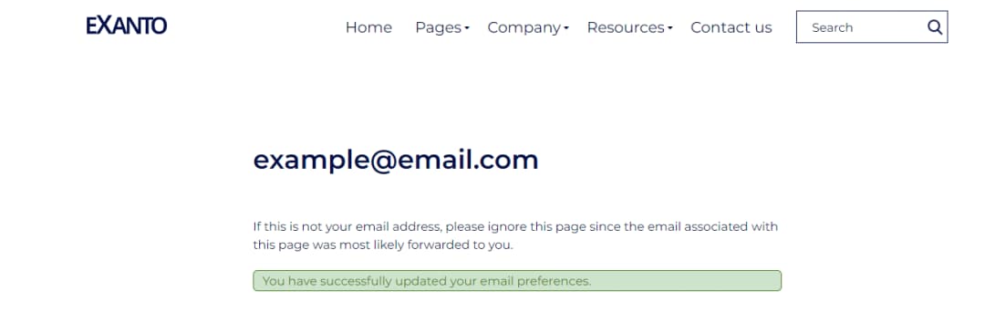 Subscription Confirmation Page