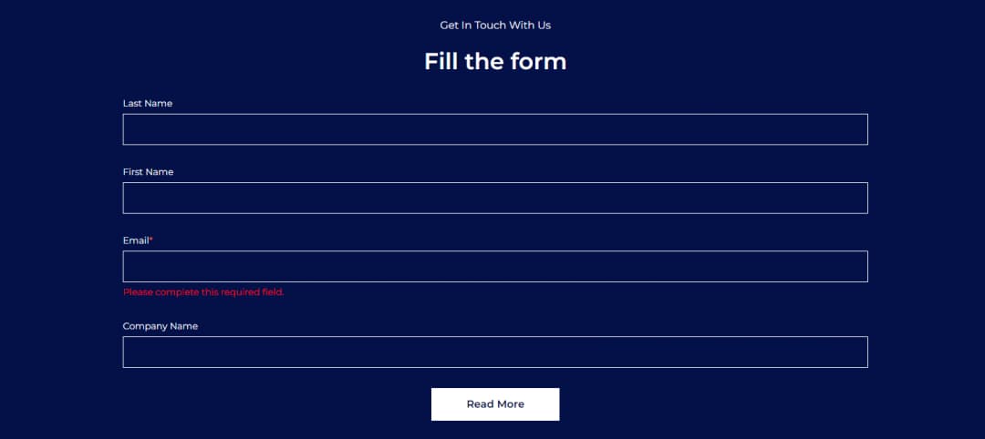 Contact Us Form Section