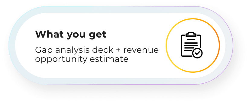 What you get: Gap analysis deck + revenue opportunity estimate