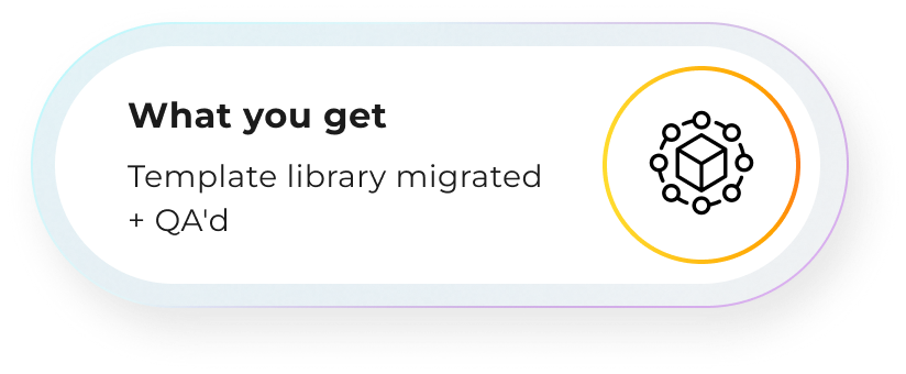 What you get: Template library migrated and QA'd