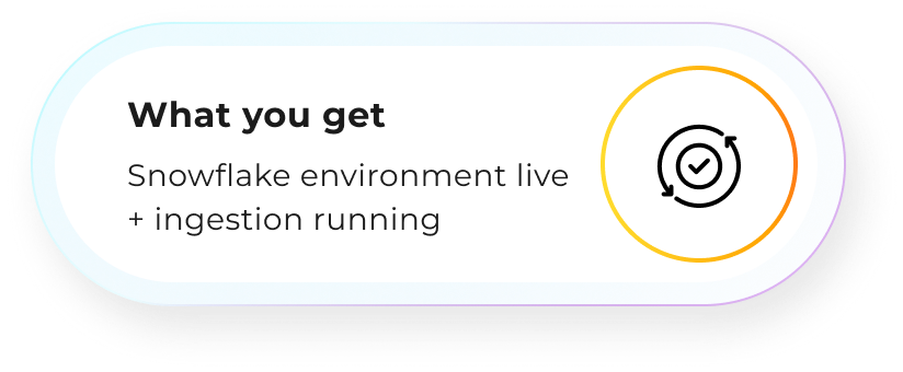 What you get: Snowflake environment live + ingestion running