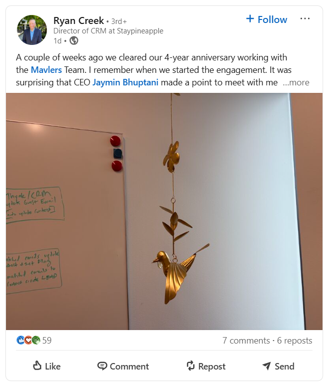 Ryan Creek LinkedIn post preview