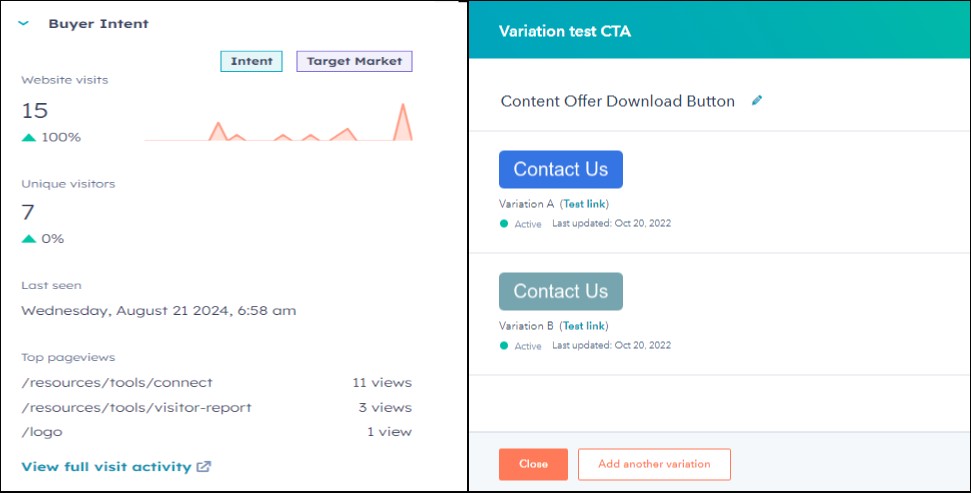 Hubspot dashboard