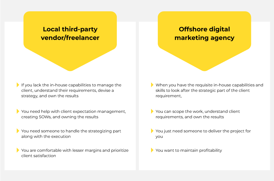 Choosing between a local vendor and an offshore digital marketing agency