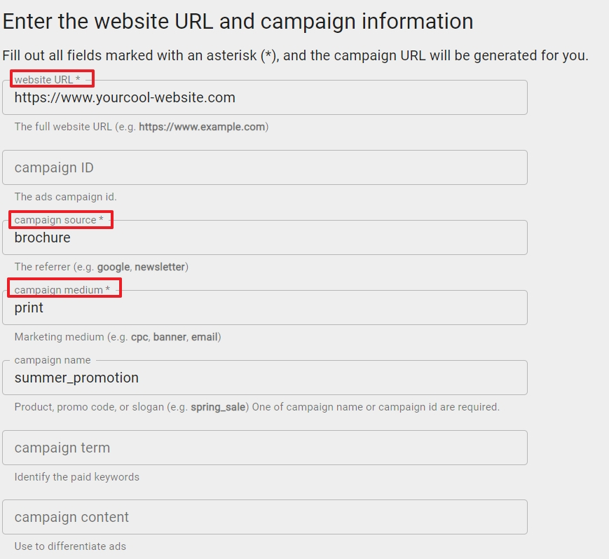 UTM tag builder