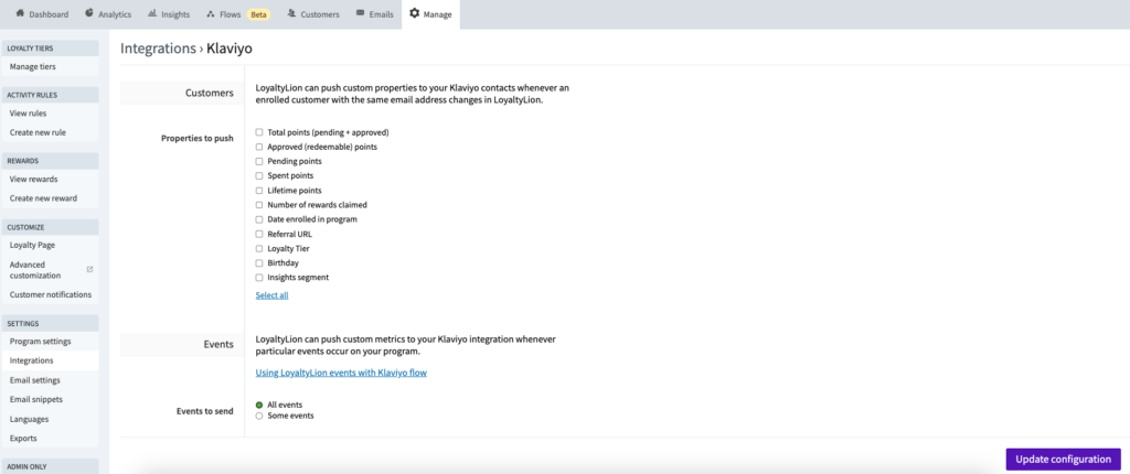 LoyaltyLion account dashboard
