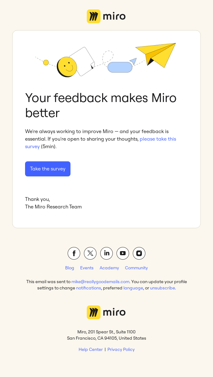 email from Miro