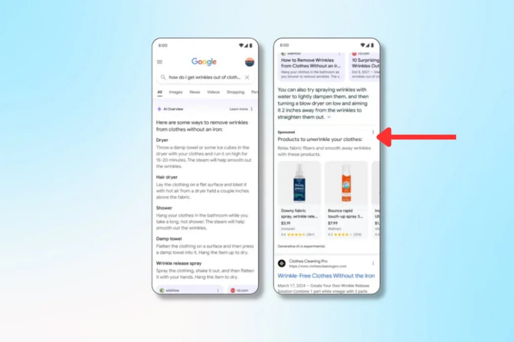 sponsored content tested with google AI overviews 