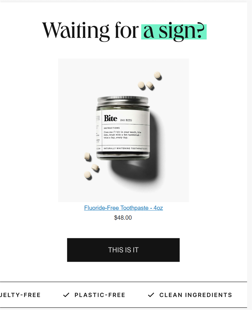 Email template from Bite