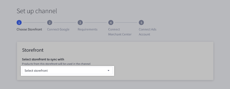selecting storefront to sync in bigcommerce