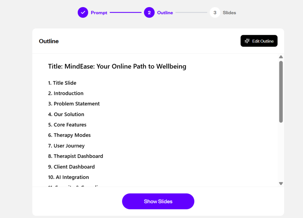 Prompt based presentation generator 