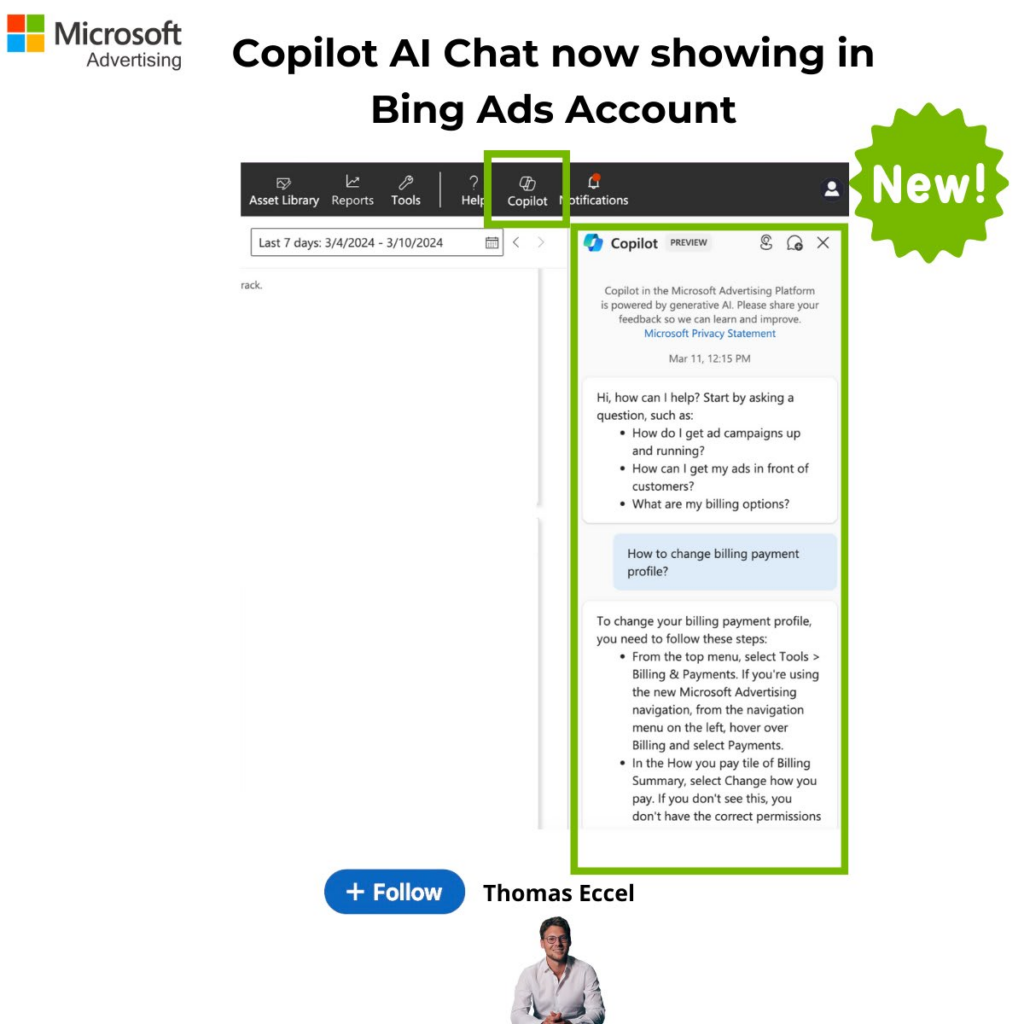 copilot AI chat in bing Ads account 